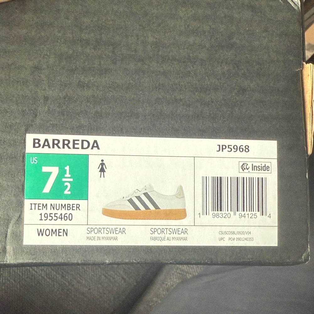 adidas Barreda White Black Gum-Soled Sneakers - Picture 2 of 3